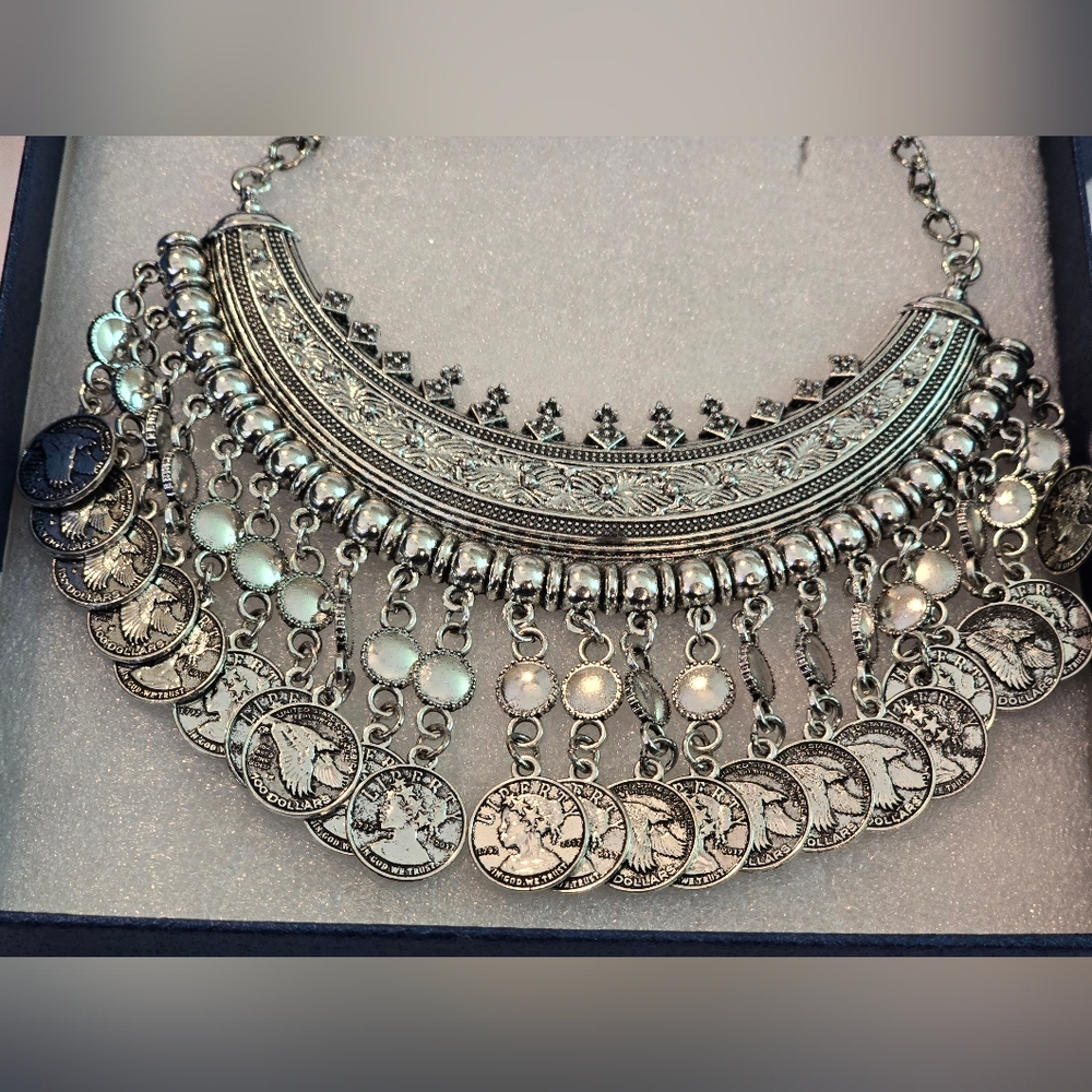 Coin Bold Statement Necklace - image 4